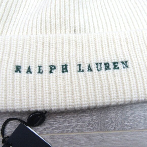 Polo Ralph Lauren Ralph’s Coffee Wool-Blend Cream Beanie Cap One Size NEW - Picture 8 of 12